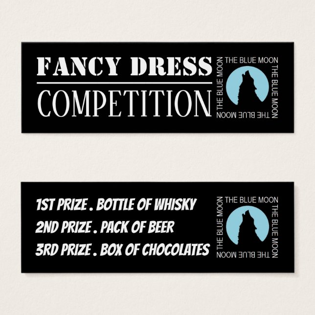 The Blue Moon, Halloween Competition Tickets (Front & Back)