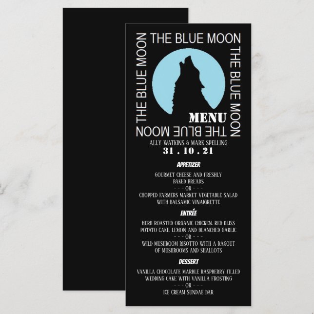 The Blue Moon, Halloween Party Menu (Front/Back)