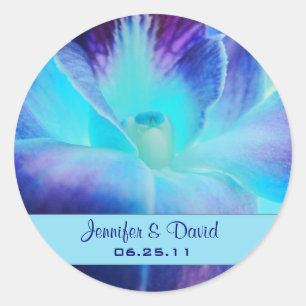 The Blue Orchid Wedding Favour Sticker