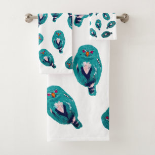 The blue owl bath towel set