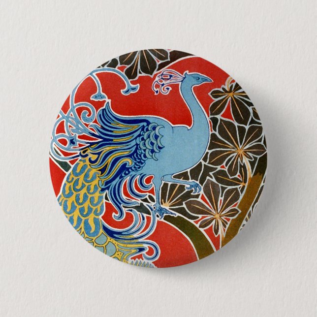 The Blue Peacock 2 Inch Round Button (Front)