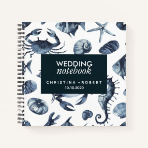 The Blue Seahorse   Nautical Maritime Wedding Notebook