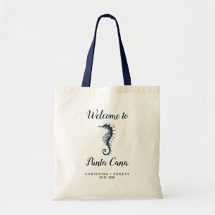 The Blue Seahorse Nautical Wedding Custom Welcome Tote Bag