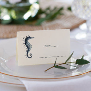 The Blue Seahorse Nautical Wedding table place Place Card