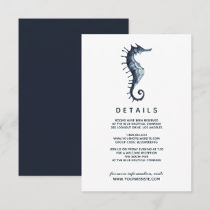 The Blue Seahorse   Wedding Guest Details Invitation