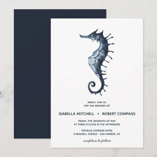 The Blue Seahorse | Wedding Invitation (Front/Back)