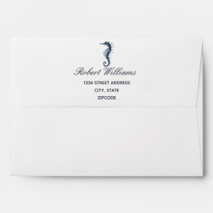 The Blue Seahorse   Wedding Personalized Envelope