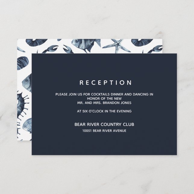The Blue Seahorse | Wedding Reception Enclosure Invitation (Front/Back)