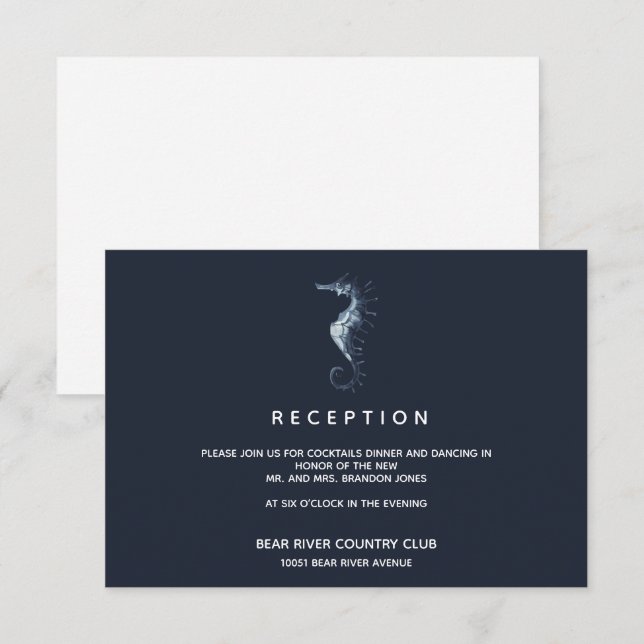 The Blue Seahorse | Wedding Reception Enclosure Invitation (Front/Back)