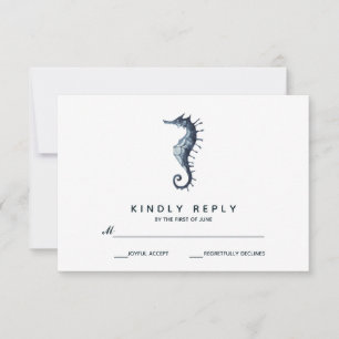 The Blue Seahorse   Wedding RSVP Card