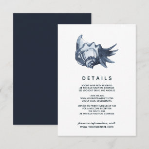 The Blue Seashell   Wedding Guest Details Invitation