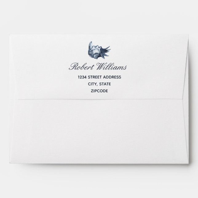 The Blue seashell   | Wedding Personalized Envelope (Back (Top Flap))