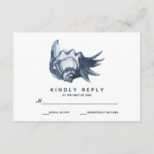 The Blue Seashell   Wedding RSVP Card