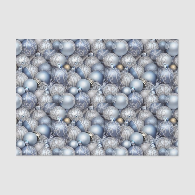 The Blue & Silver Christmas Bulb Series Design 13 Tissue Paper (Front)