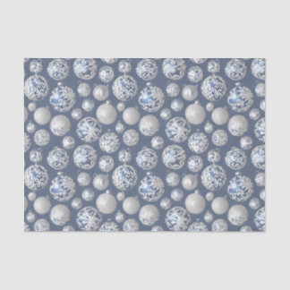 The Blue & Silver Christmas Bulb Series Design 14 Tissue Paper