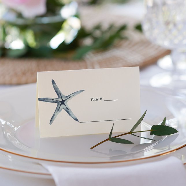 The Blue Starfish  | Nautical Wedding table place Card (Creator Uploaded)