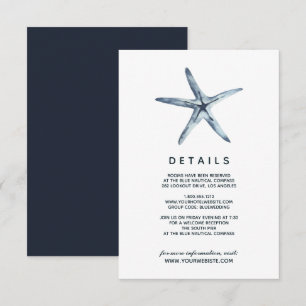 The Blue Starfish   Wedding Guest Details Invitation