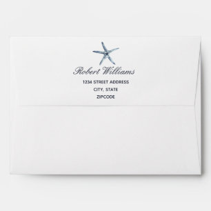 The Blue starfish    Wedding Personalized Envelope