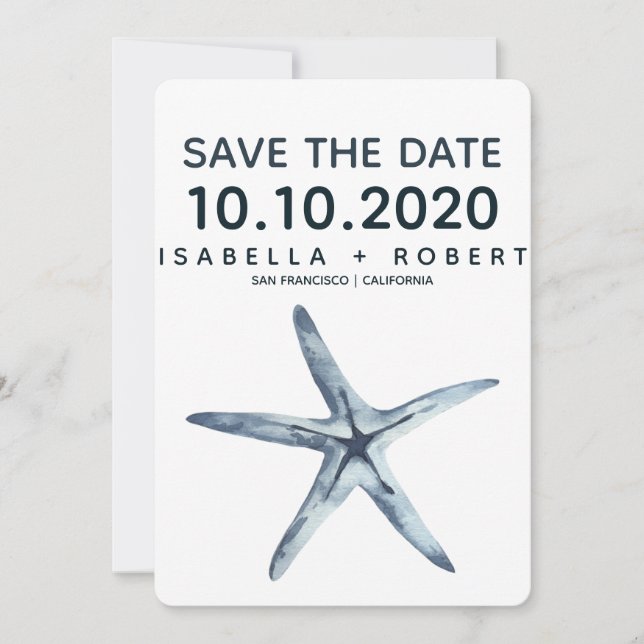 The Blue Starfish | Wedding Save the Date (Front)