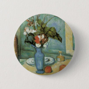 The Blue Vase (Flowers and Fruit) by Paul Cezanne 2 Inch Round Button