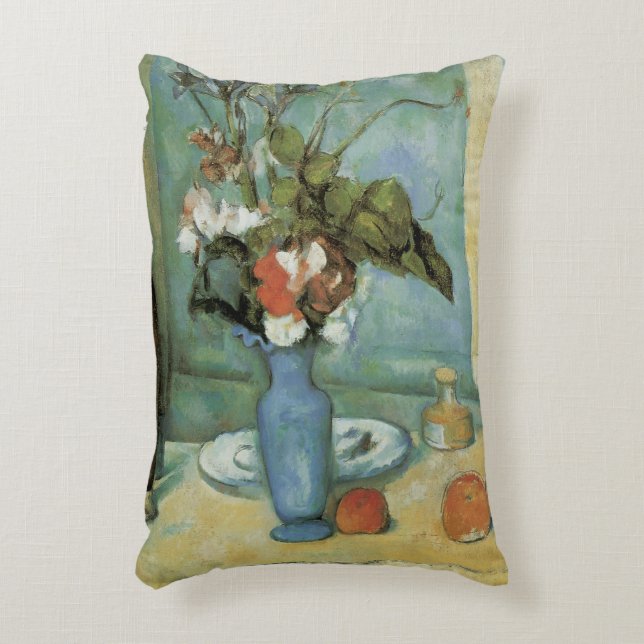 The Blue Vase (Flowers and Fruit) by Paul Cezanne Accent Pillow (Front(Vertical))