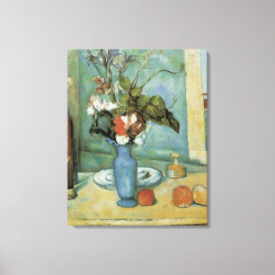 The Blue Vase (Flowers and Fruit) by Paul Cezanne Canvas Print