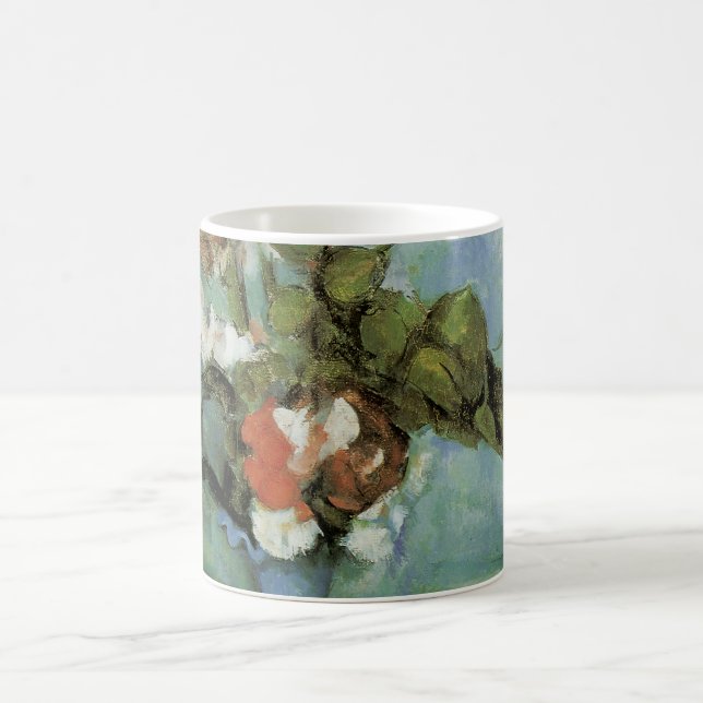 The Blue Vase (Flowers and Fruit) by Paul Cezanne Coffee Mug (Center)