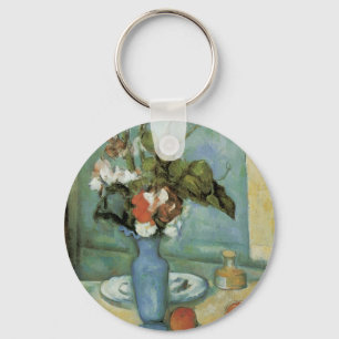 The Blue Vase (Flowers and Fruit) by Paul Cezanne Keychain