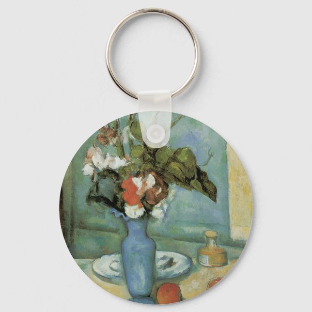The Blue Vase (Flowers and Fruit) by Paul Cezanne Keychain (Front)