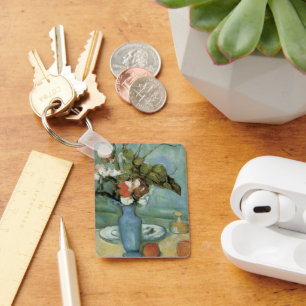 The Blue Vase (Flowers and Fruit) by Paul Cezanne Keychain