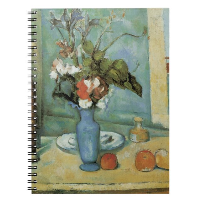 The Blue Vase (Flowers and Fruit) by Paul Cezanne Notebook (Front)