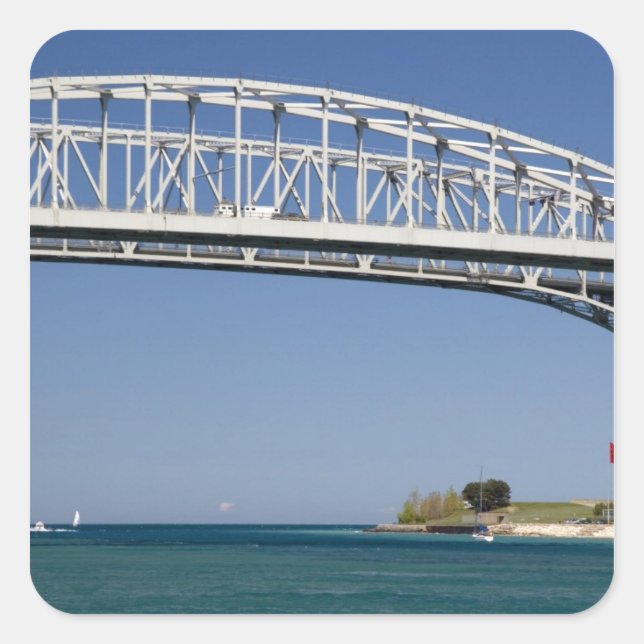 The Blue Water Bridge is a twin-span bridge 2 Square Sticker (Front)