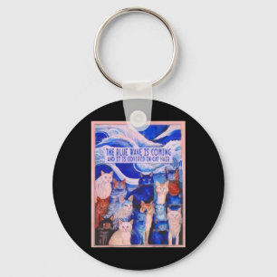 The Blue-wave Is Coming And It Is Covered In Cat H Keychain