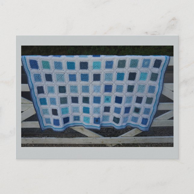 The Blues Crochet Blanket Postcard (Front)