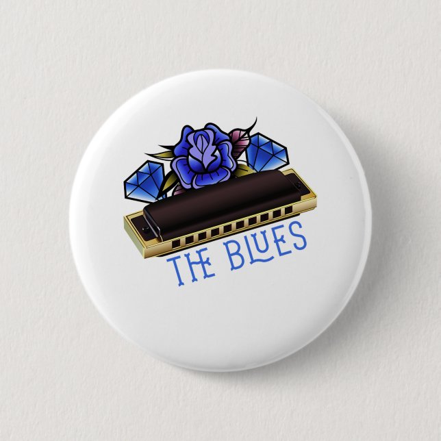 The Blues Harmonica Music Sound Acoustic Jazz Gift 2 Inch Round Button (Front)