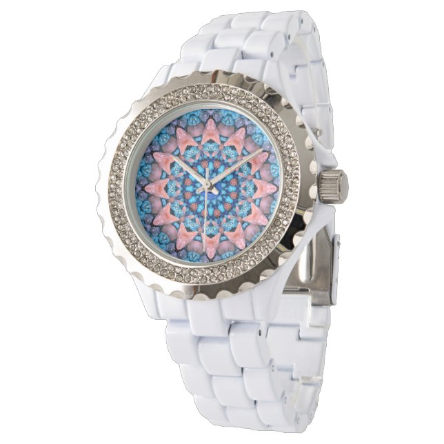 The Blues  Vintage Blue Fractal Kaleidoscope Watch (Angled)