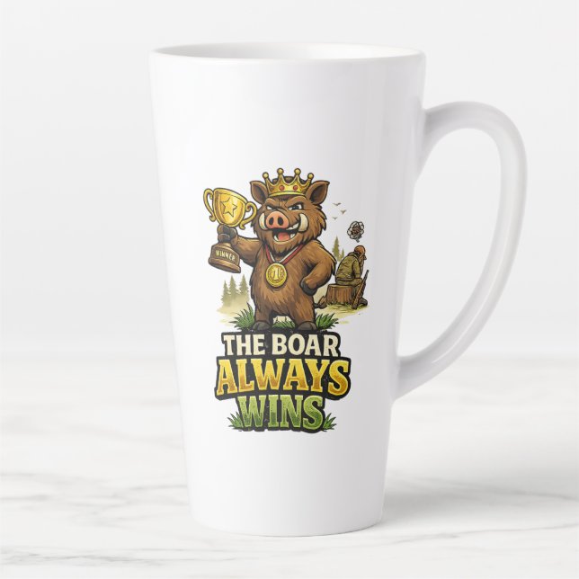 The Boar Always Wins Latte Mug (Right)
