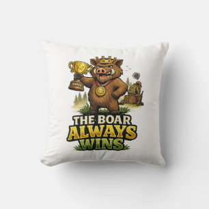 The Boar Always Wins Throw Pillow