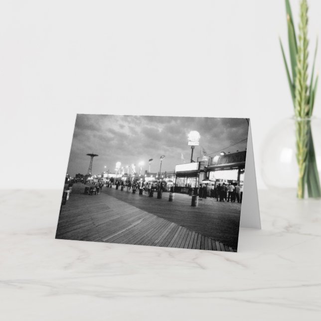 'The Boardwalk at Night' Blank Greeting Card (Front)