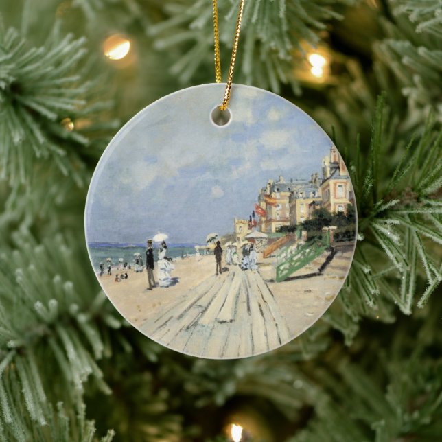 The Boardwalk at Trouville by Claude Monet Ceramic Ornament (Tree)