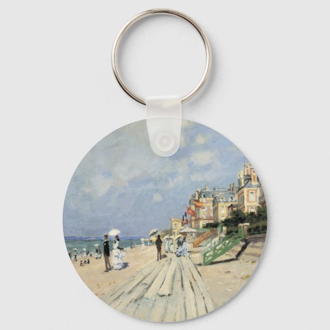 The Boardwalk at Trouville by Claude Monet Keychain (Front)
