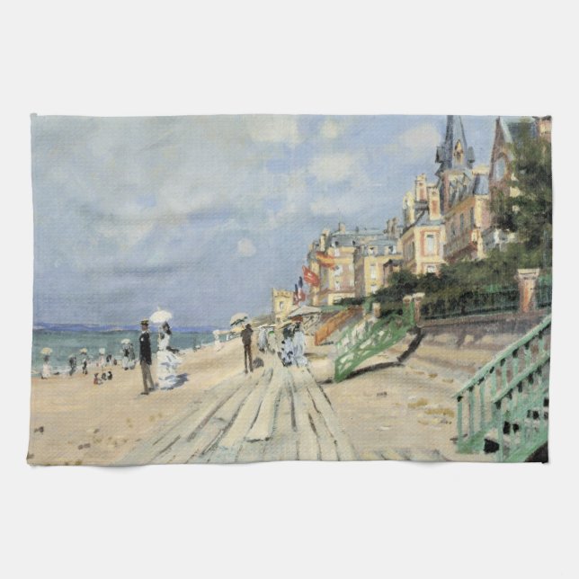 The Boardwalk at Trouville by Claude Monet Kitchen Towel (Horizontal)