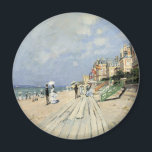 The Boardwalk at Trouville by Claude Monet Magnet<br><div class="desc">The Boardwalk at Trouville (1870) by Claude Monet is a vintage impressionist fine art painting featuring a beach at a seaside resort in Normandy, France on a beautiful sunny day. About the artist: Claude Monet (1840-1926) was a founder of the French impressionist painting movement with most of his paintings being...</div>