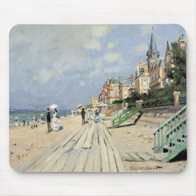 The Boardwalk at Trouville by Claude Monet Mouse Pad (Front)