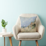 The Boardwalk at Trouville by Claude Monet Throw Pillow<br><div class="desc">The Boardwalk at Trouville (1870) by Claude Monet is a vintage impressionist fine art painting featuring a beach at a seaside resort in Normandy, France on a beautiful sunny day. About the artist: Claude Monet (1840-1926) was a founder of the French impressionist painting movement with most of his paintings being...</div>