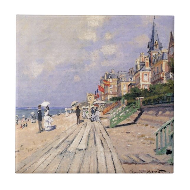 The Boardwalk at Trouville Claude Monet Tile (Front)