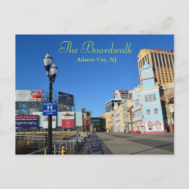 The Boardwalk in Atlantic City Postcard (Front)
