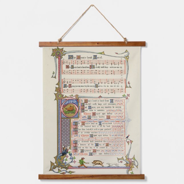 The Boar's Head Christmas Carol Medieval Hanging Tapestry (Front)