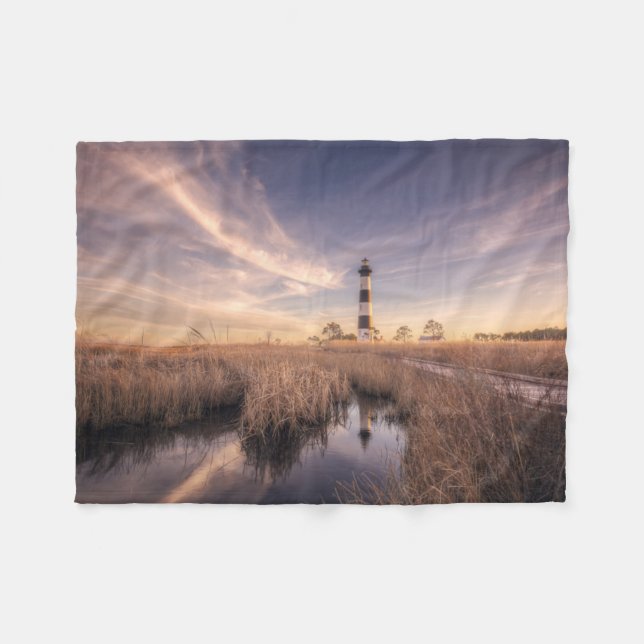 The Bodie Island Lighthouse  At Sunset Fleece Blanket (Front (Horizontal))