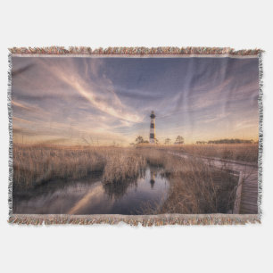The Bodie Island Lighthouse At Sunset Throw Blanket